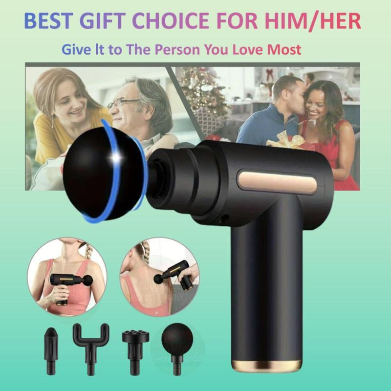Electric Massage Machine, Including 4Counts Replacement Heads, Portablehandheld Comfort Muscle Massagegun, Valentine'S Day Gift,Massagersfor Back,Massage Gun Neckmassagers