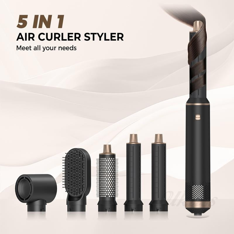 ATOPSKINS 5 in 1 Detachable Blow Dryer Brush Set with Hot Air Brush, Multifunctional Hair Styling Tools for Women, Includes 1 Hair Dryer & 2 Hot Air Curlers, Valentine'S Day Gift, Black - Blue- White