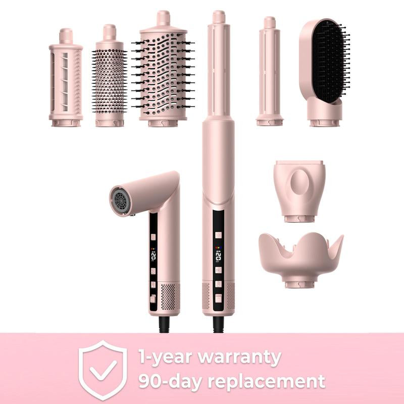 ATOPSKINS 5 in 1 Detachable Blow Dryer Brush Set with Hot Air Brush, Multifunctional Hair Styling Tools for Women, Includes 1 Hair Dryer & 2 Hot Air Curlers, Valentine'S Day Gift, Black - Blue- White