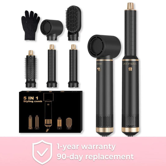ATOPSKINS 5 in 1 Detachable Blow Dryer Brush Set with Hot Air Brush, Multifunctional Hair Styling Tools for Women, Includes 1 Hair Dryer & 2 Hot Air Curlers, Valentine'S Day Gift, Black - Blue- White