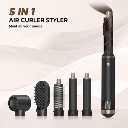 ATOPSKINS 5 in 1 Detachable Blow Dryer Brush Set with Hot Air Brush, Multifunctional Hair Styling Tools for Women, Includes 1 Hair Dryer & 2 Hot Air Curlers, Valentine'S Day Gift, Black - Blue- White