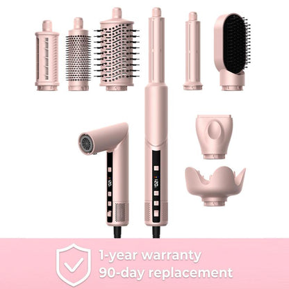 ATOPSKINS 5 in 1 Detachable Blow Dryer Brush Set with Hot Air Brush, Multifunctional Hair Styling Tools for Women, Includes 1 Hair Dryer & 2 Hot Air Curlers, Valentine'S Day Gift, Black - Blue- White